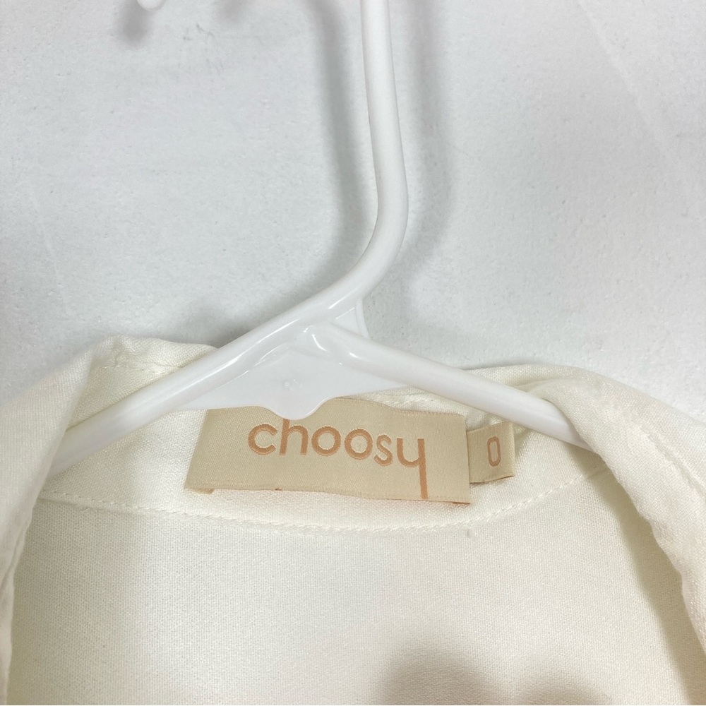 Choosy Crosby St White Plunging V Neck Tie Front Shirt Dress 0 - Picture 4 of 15